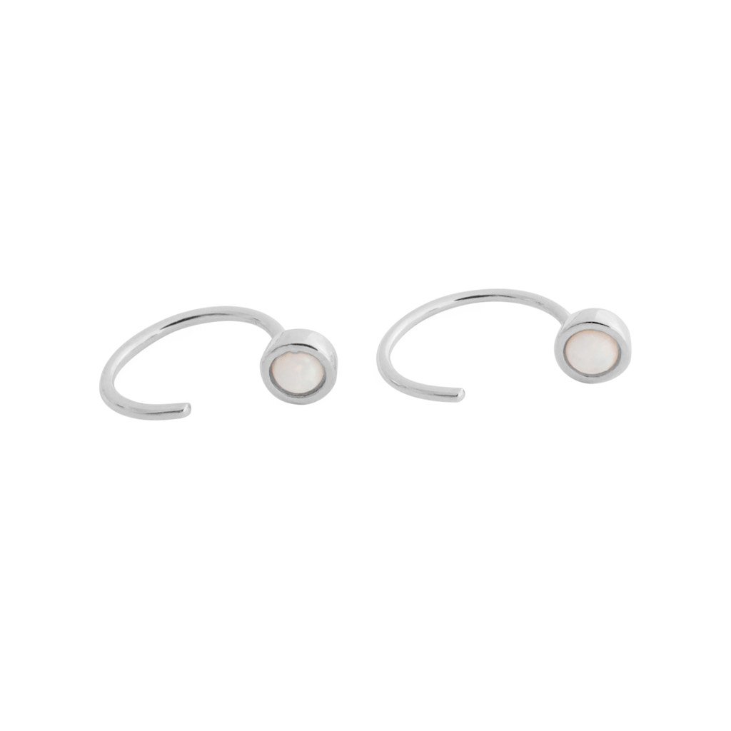 Opal Thread Hoops Earrings HONEYCAT Jewelry Silver 