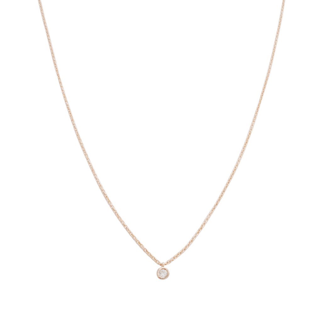 Petite Solitaire Necklace Necklaces HONEYCAT Jewelry Rose Gold 