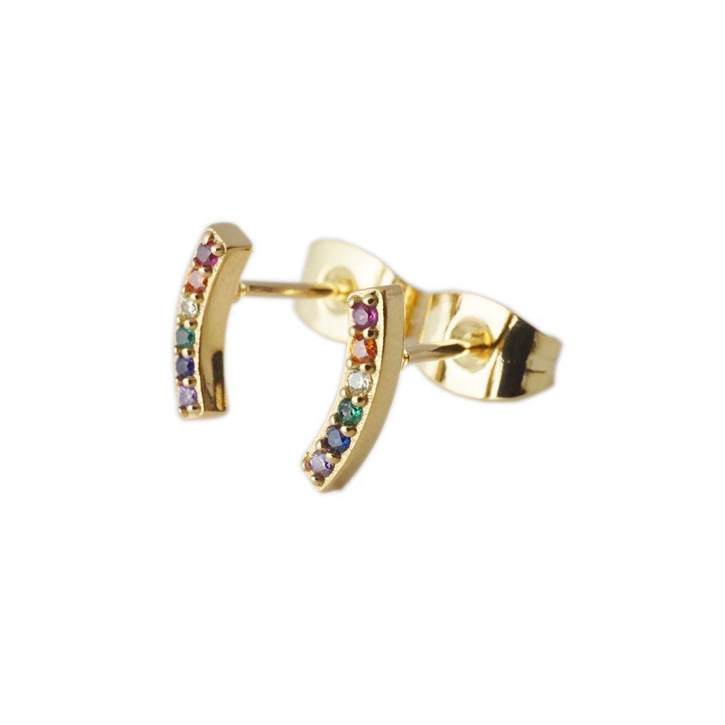 Rainbow Crystal Arc Earrings Earrings HONEYCAT Jewelry Gold Rainbow 
