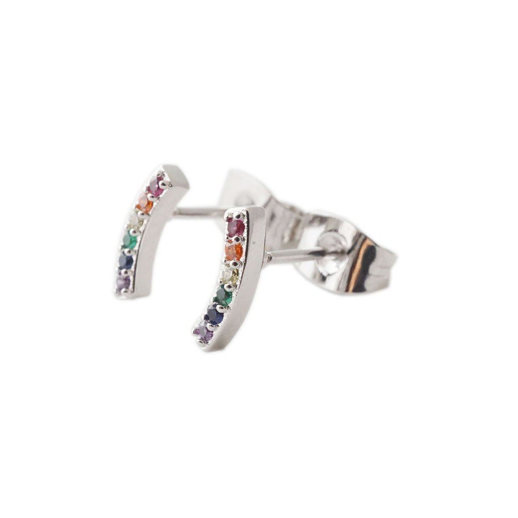 Rainbow Crystal Arc Earrings Earrings HONEYCAT Jewelry Silver Rainbow 