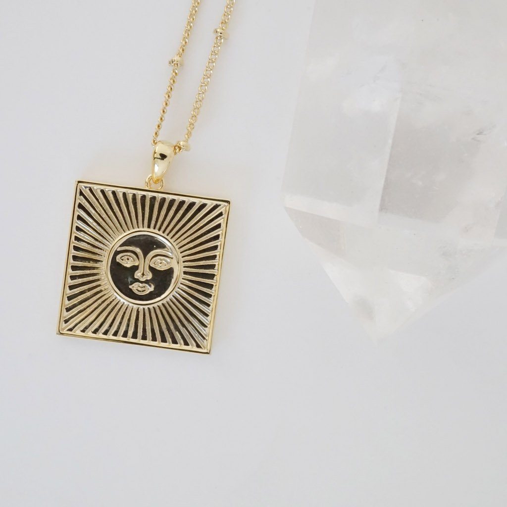 Sun Goddess Plate Necklace Necklaces HONEYCAT Jewelry 
