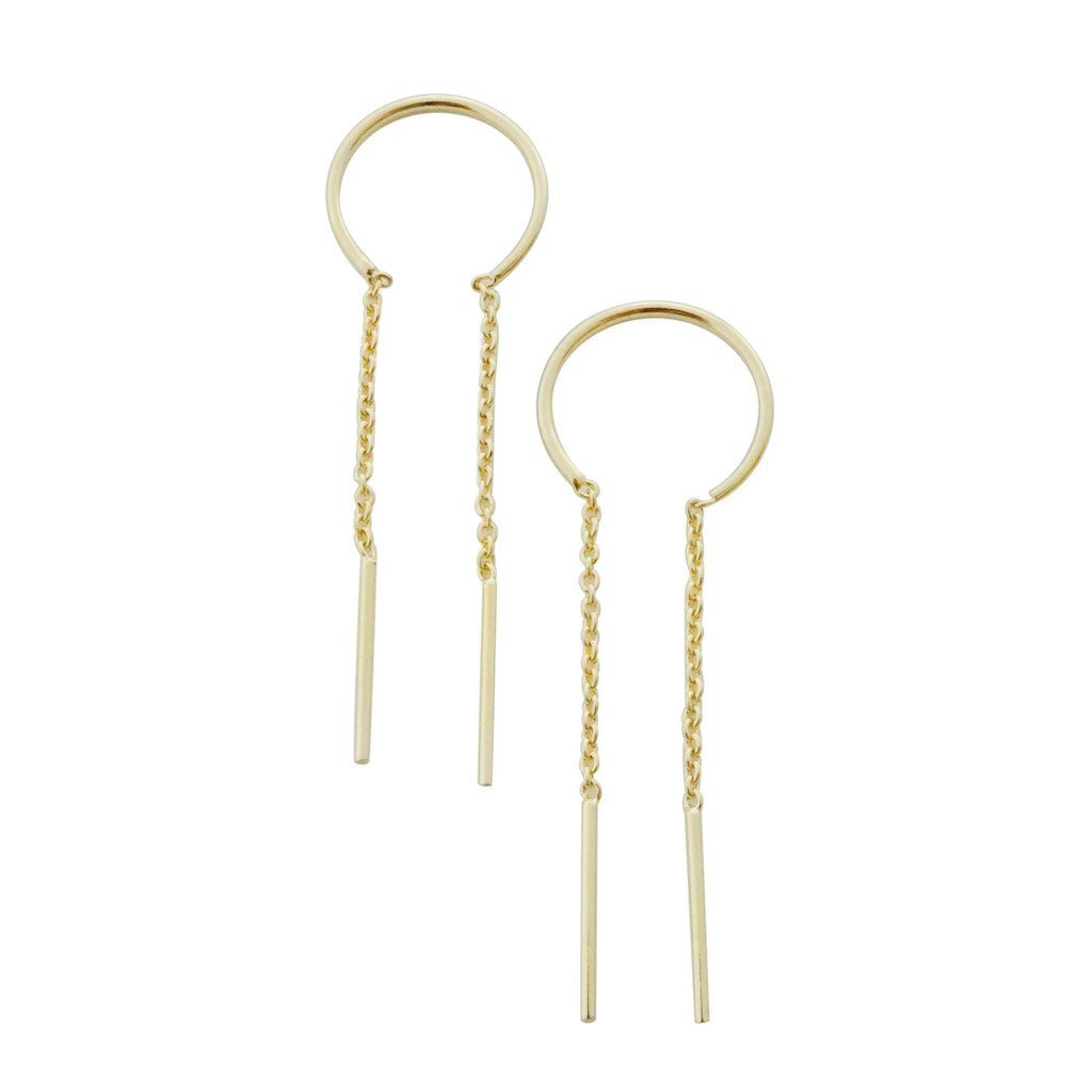 Threader Drop Bar Earrings Earrings HONEYCAT Jewelry Gold 