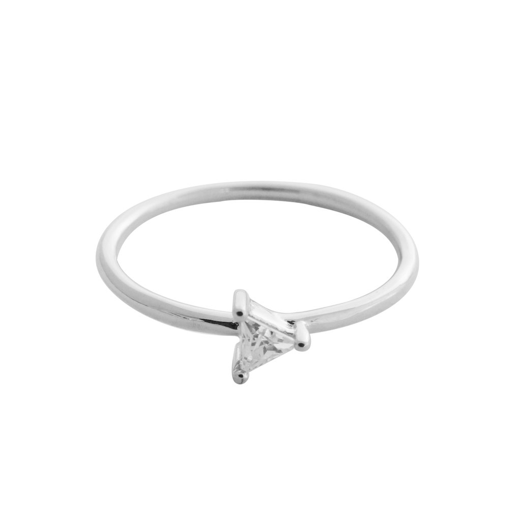 Triangle Solitaire Ring Rings HONEYCAT Jewelry Silver 5 