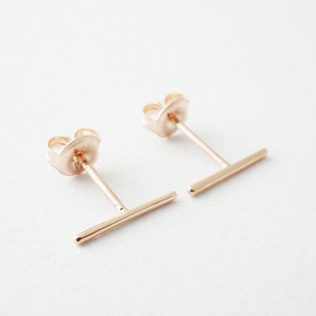 Skinny Midi Bar Earrings, 14k Gold Earrings HONEYCAT Jewelry Rose Gold 