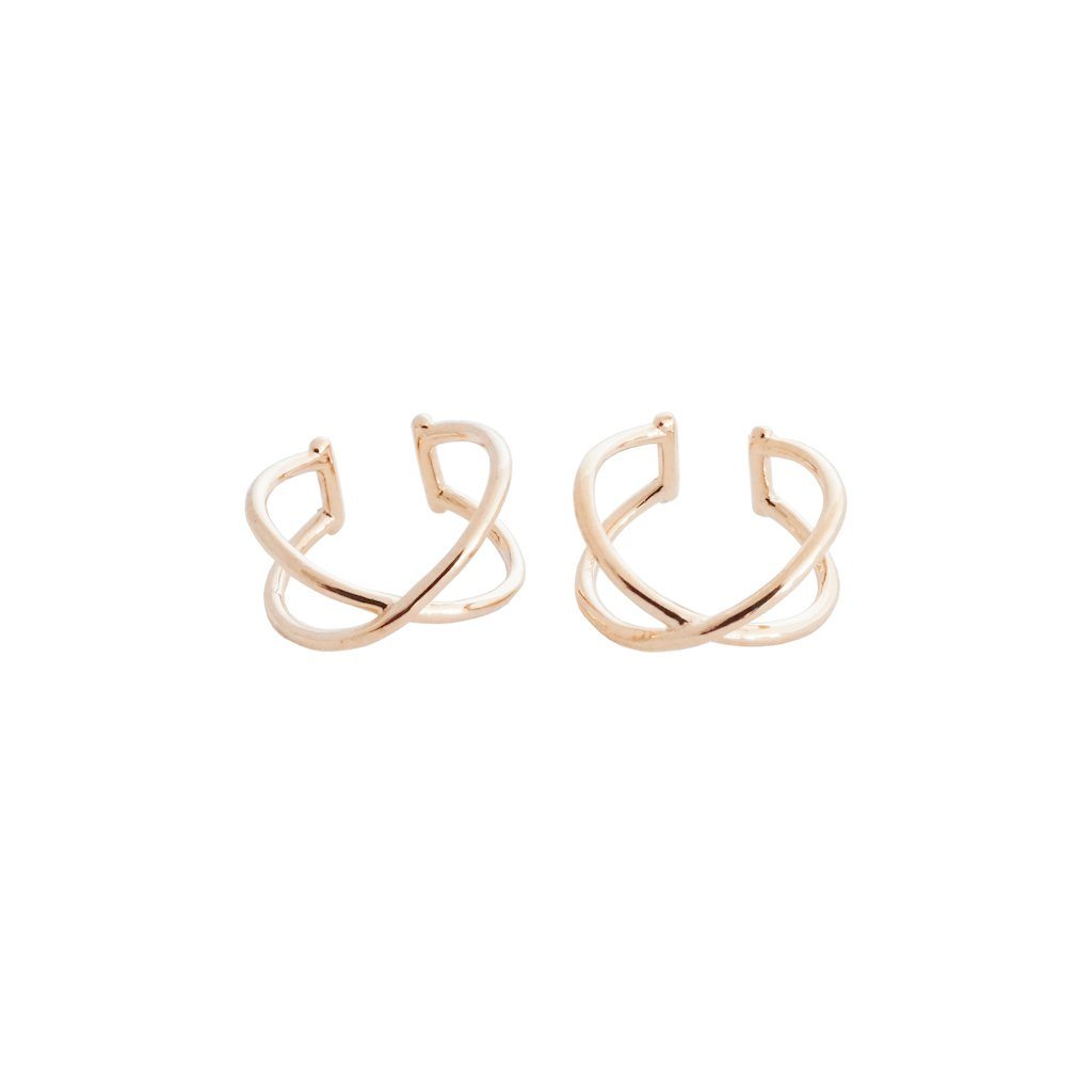 X Ear Cuffs Earrings HONEYCAT Jewelry Rose Gold 