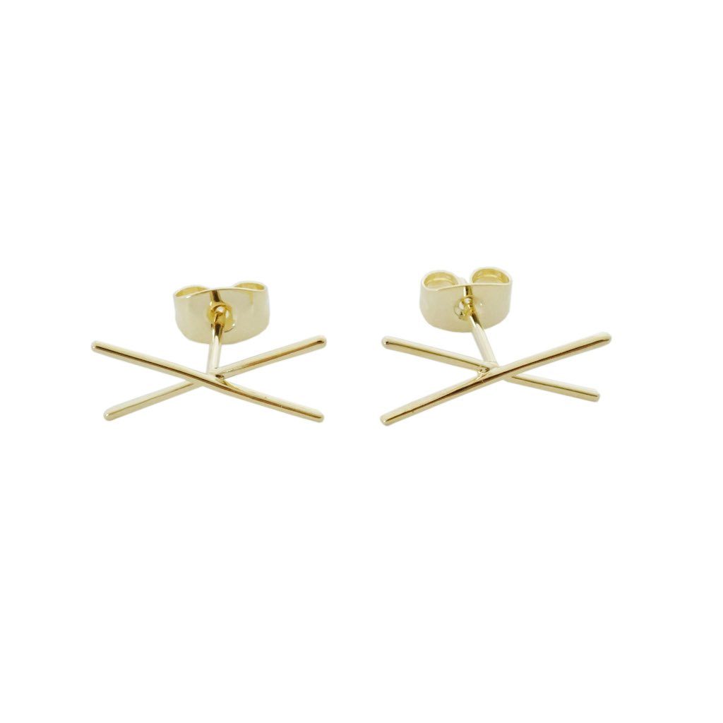 X Bar Studs Earrings HONEYCAT Jewelry Gold 