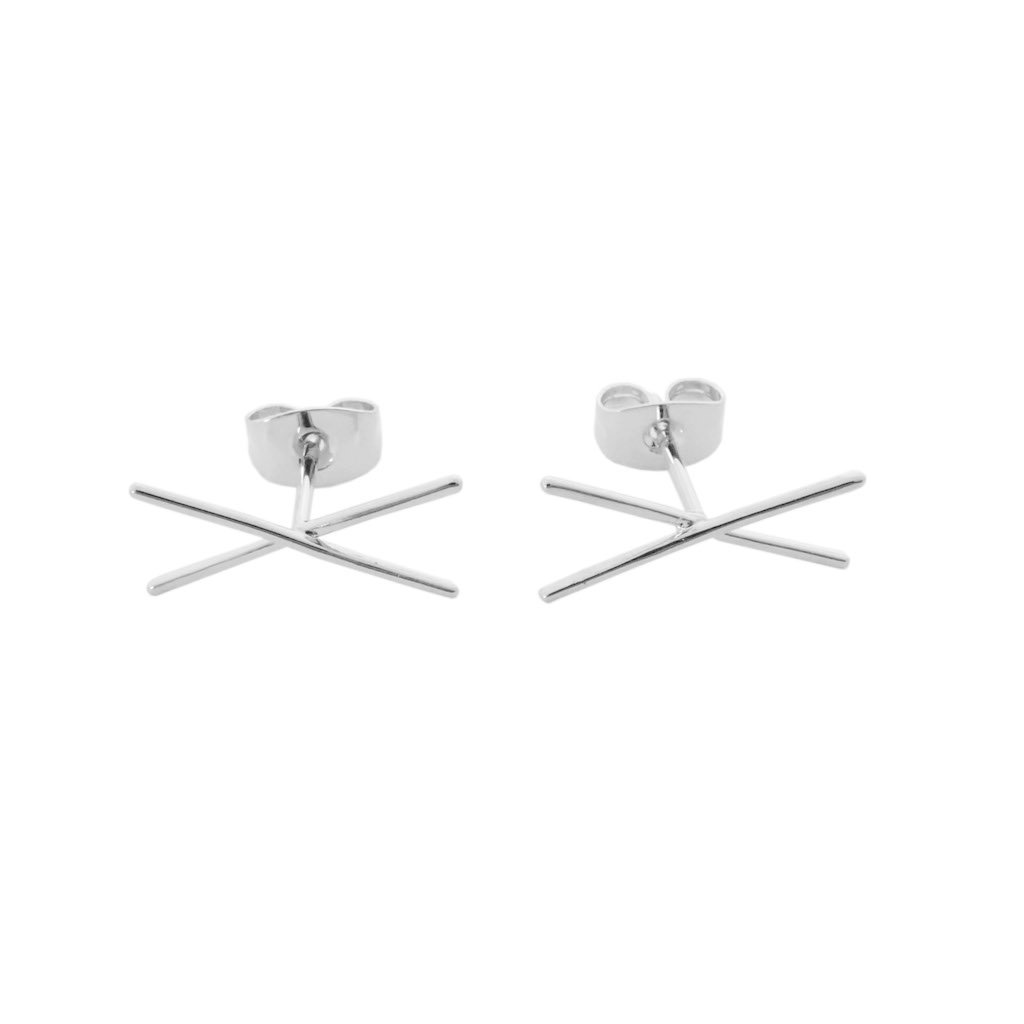 X Bar Studs Earrings HONEYCAT Jewelry Silver 
