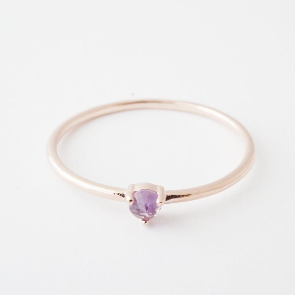 Amethyst Point Solitaire Ring Rings HONEYCAT Jewelry Rose Gold 5 