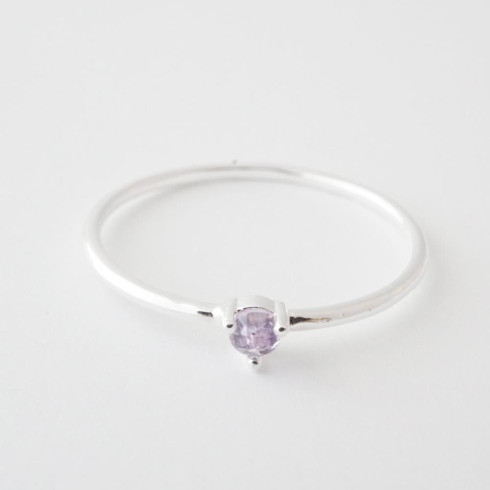 Amethyst Point Solitaire Ring Rings HONEYCAT Jewelry Silver 5 