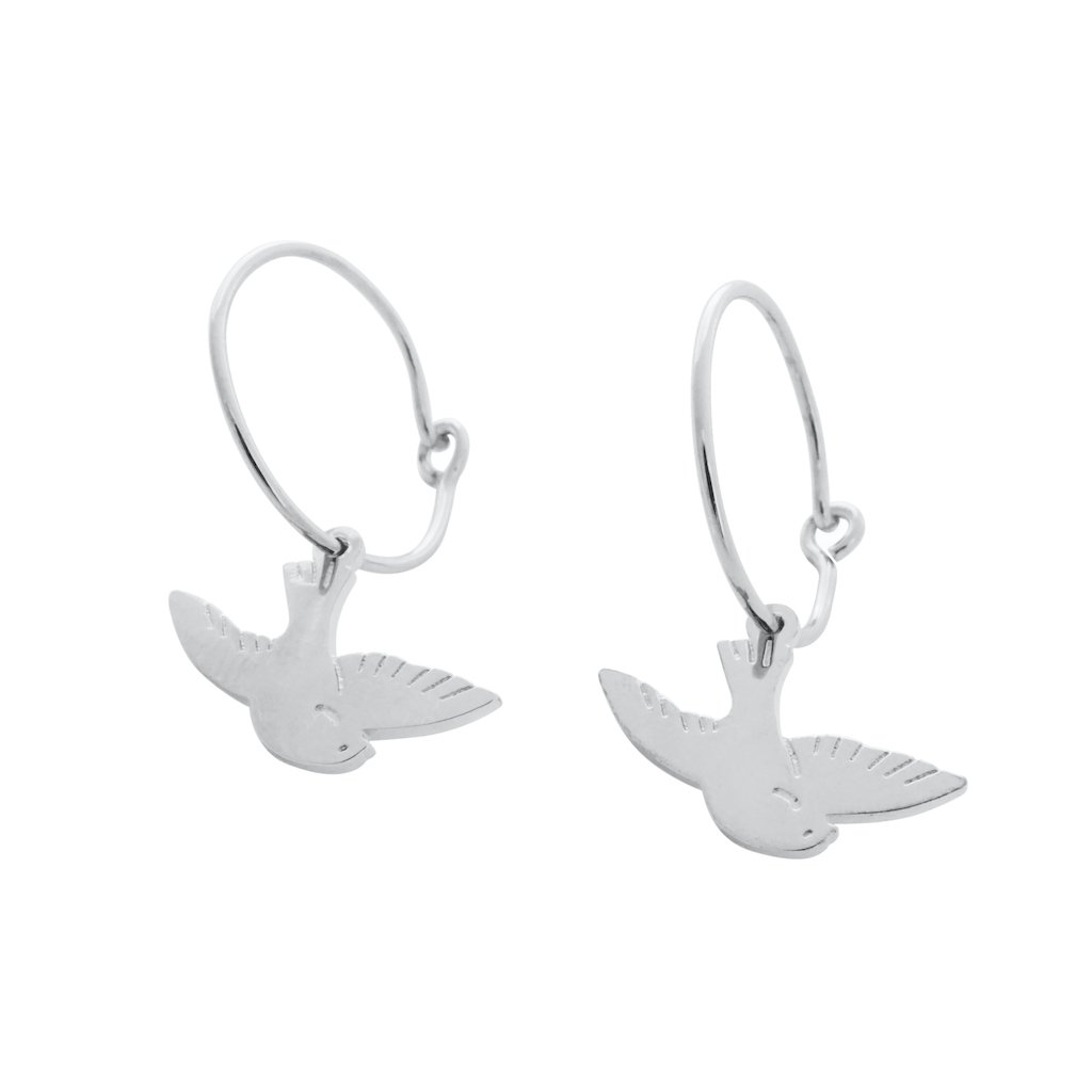 Magic Charm Dove Hoops Earrings HONEYCAT Jewelry Silver 