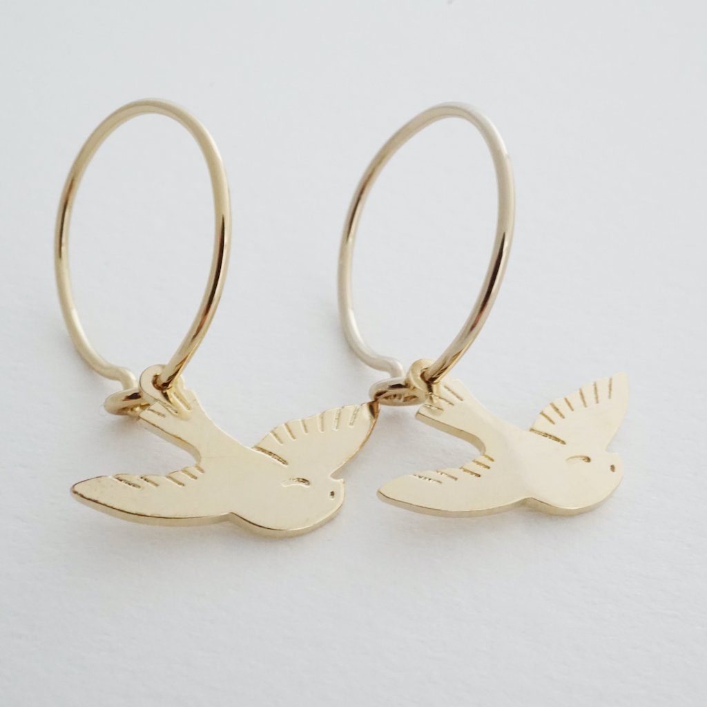 Magic Charm Dove Hoops Earrings HONEYCAT Jewelry 