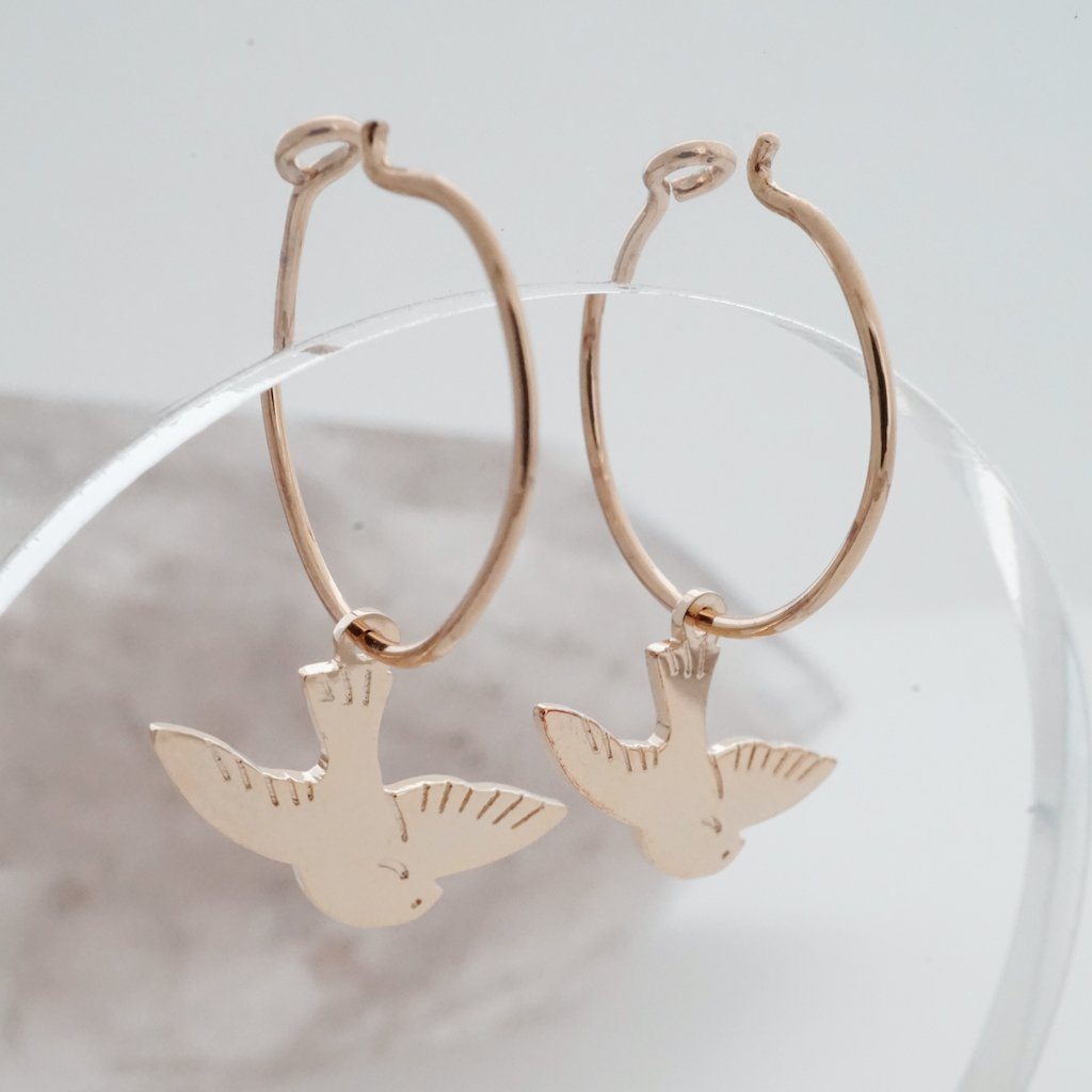 Magic Charm Dove Hoops Earrings HONEYCAT Jewelry 