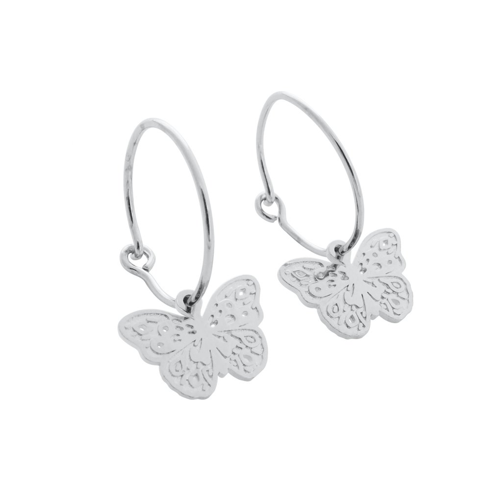 Magic Charm Butterfly Hoops Earrings HONEYCAT Jewelry Silver 