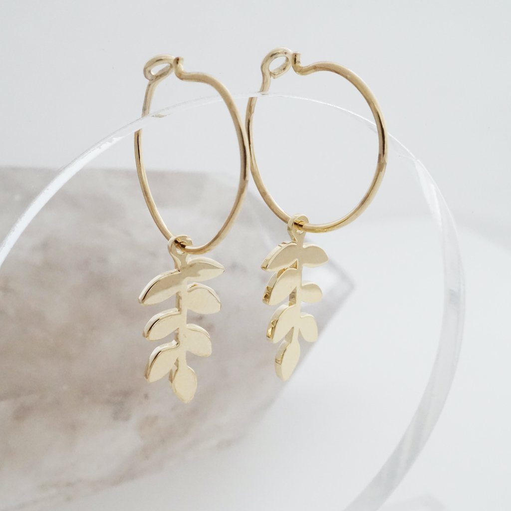 Magic Charm Fern Hoops Earrings HONEYCAT Jewelry 