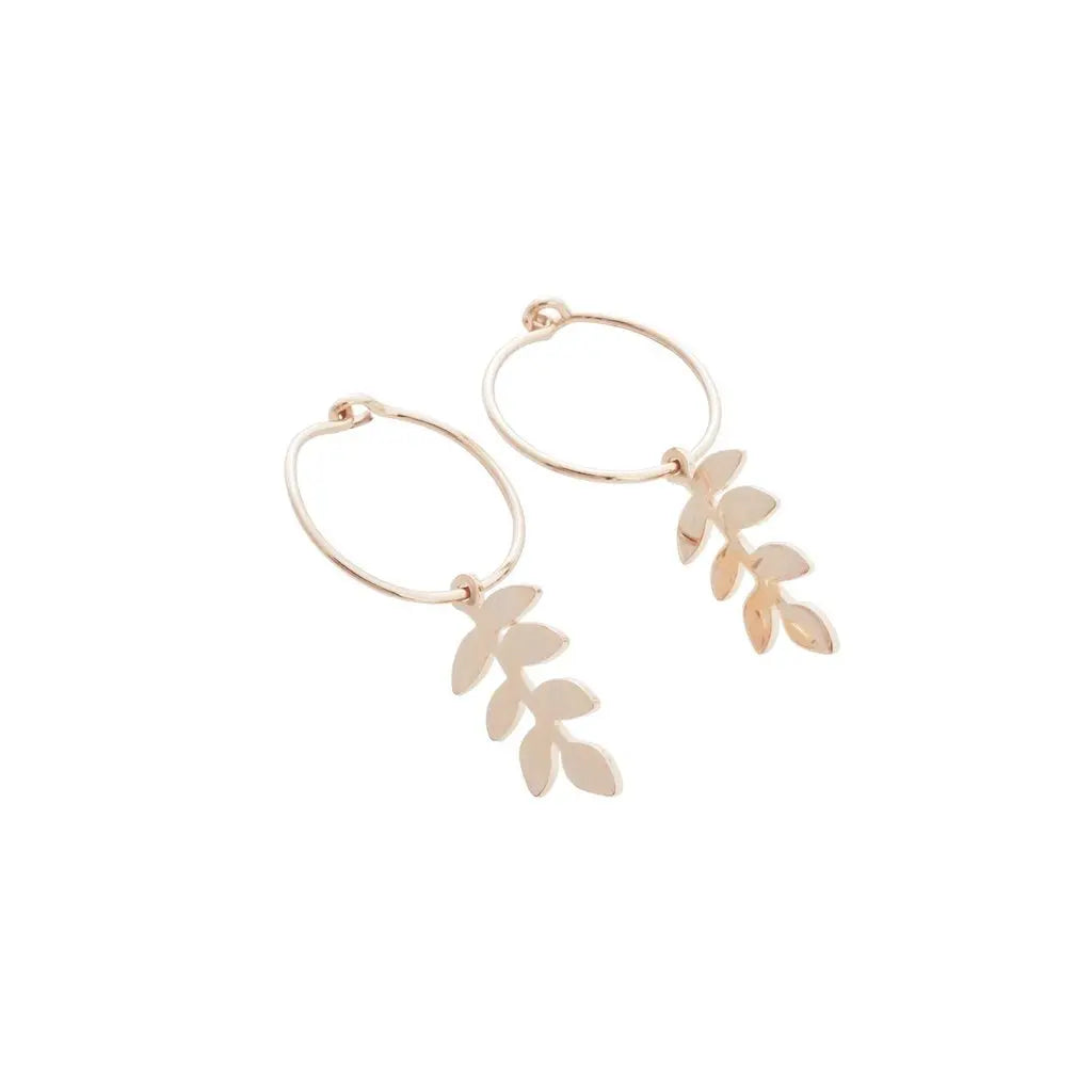 Magic Charm Fern Hoops Earrings HONEYCAT Jewelry Rose Gold 
