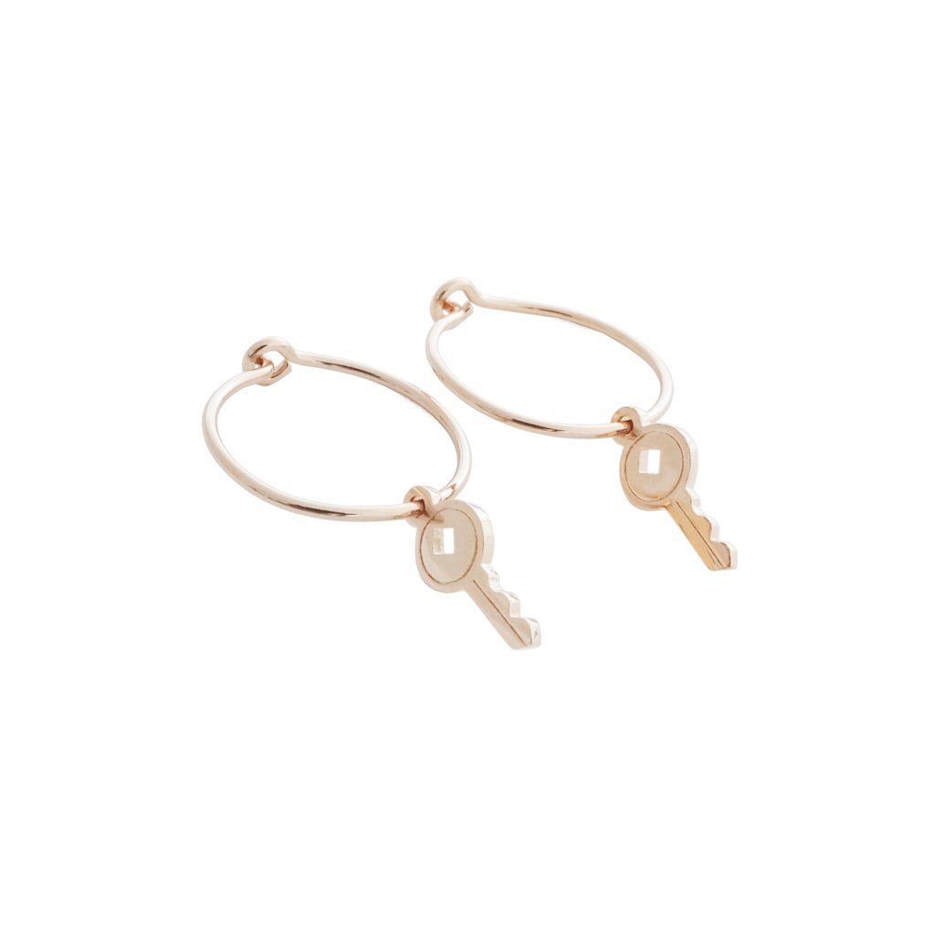Magic Charm Key Hoops Earrings HONEYCAT Jewelry Rose Gold 