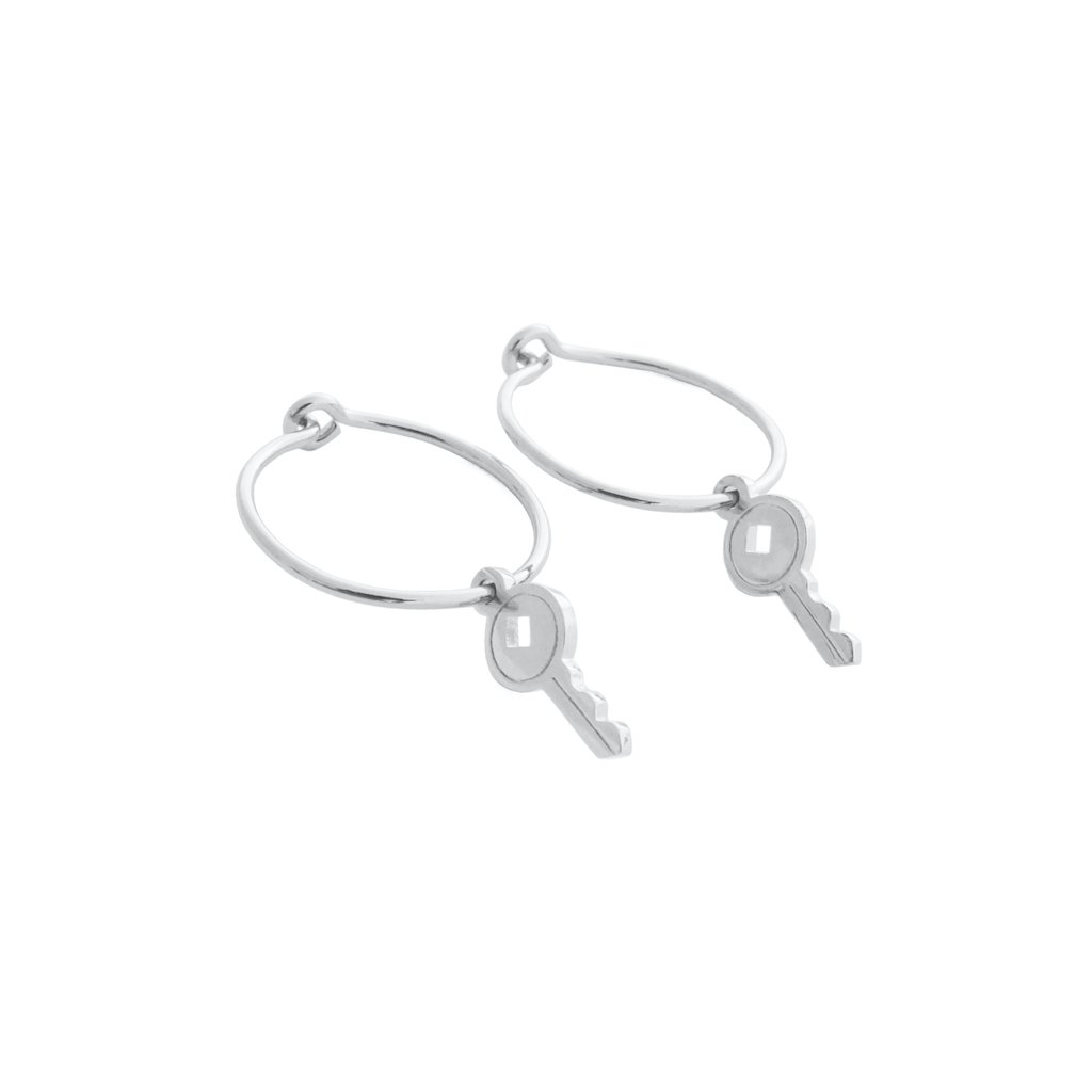 Magic Charm Key Hoops Earrings HONEYCAT Jewelry Silver 
