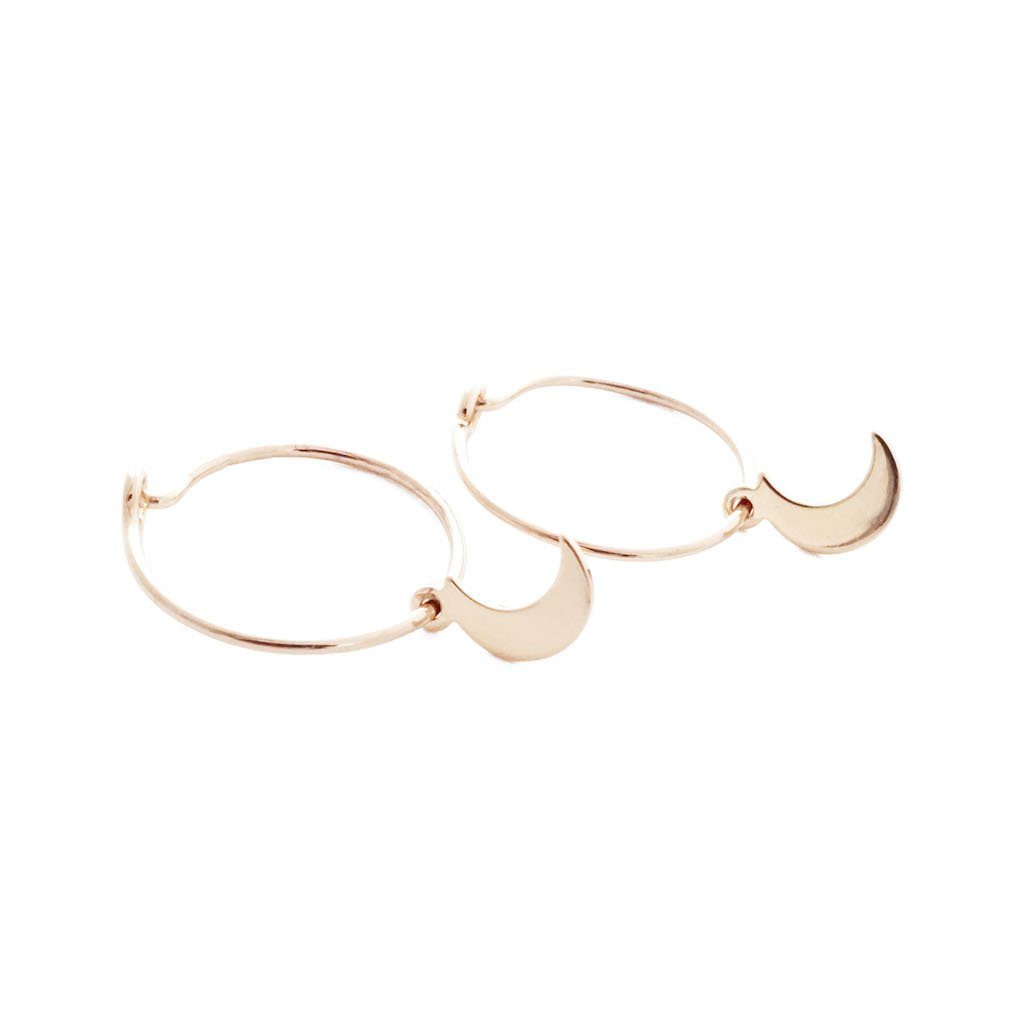 Choosey Moon Hoops Earrings HONEYCAT Jewelry Rose Gold 