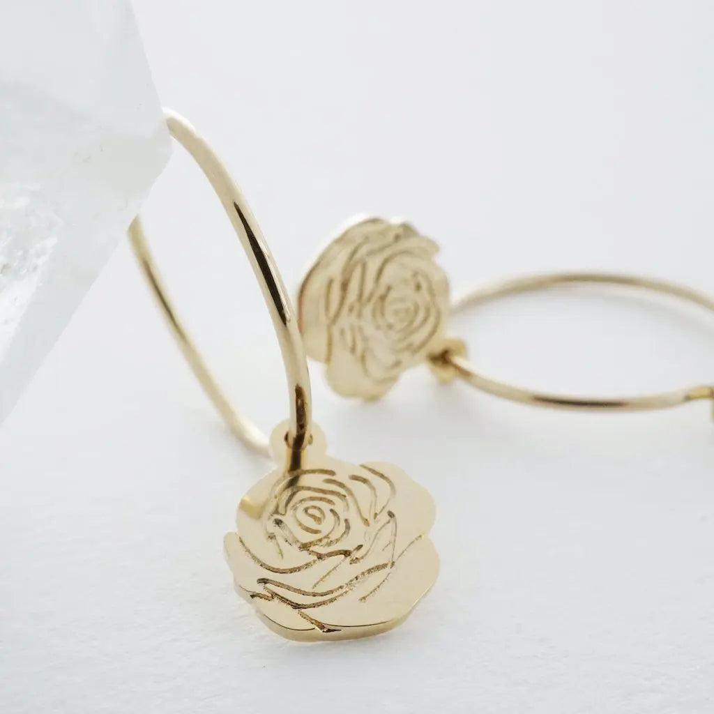 Magic Charm Rose Hoops Earrings HONEYCAT Jewelry 