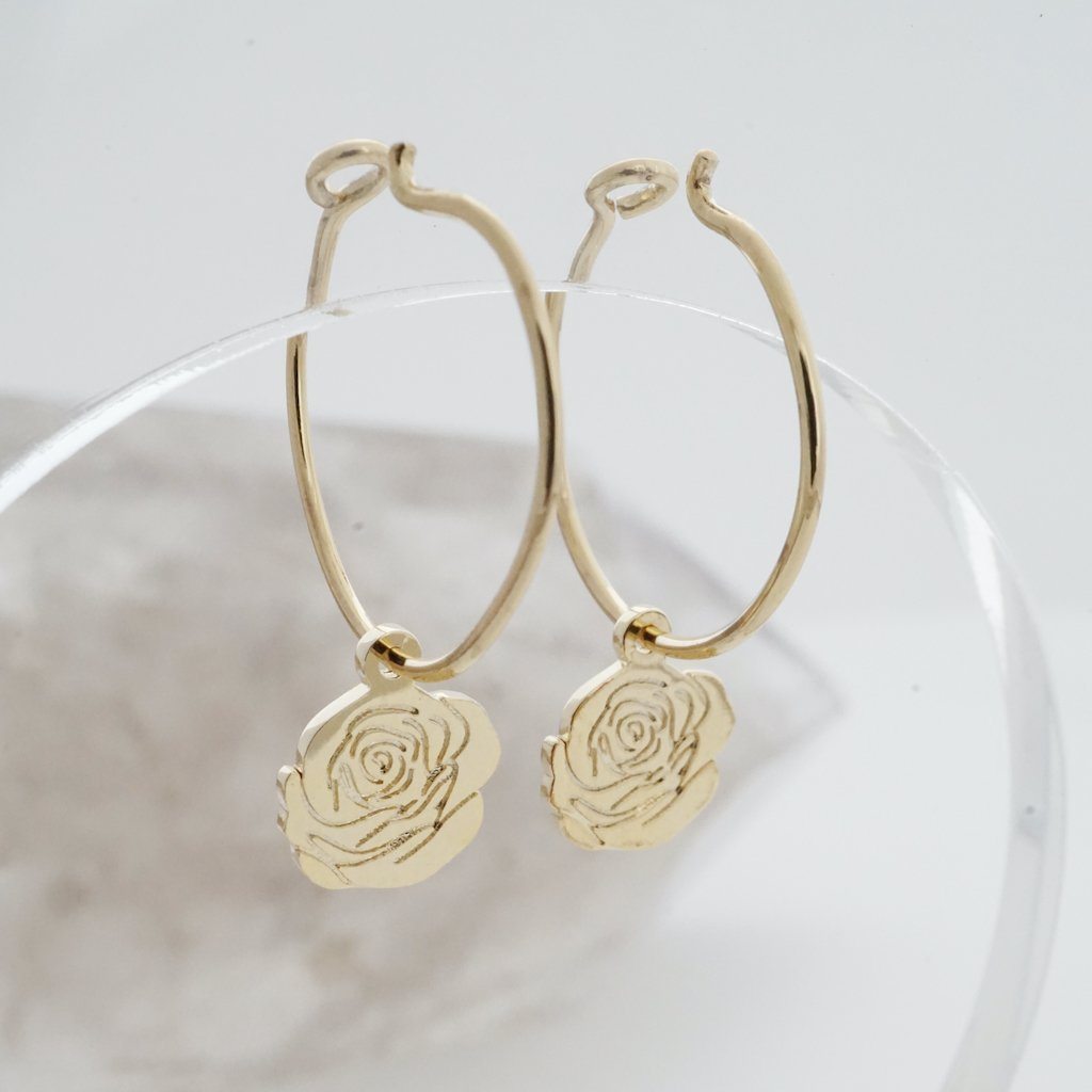 Magic Charm Rose Hoops Earrings HONEYCAT Jewelry 