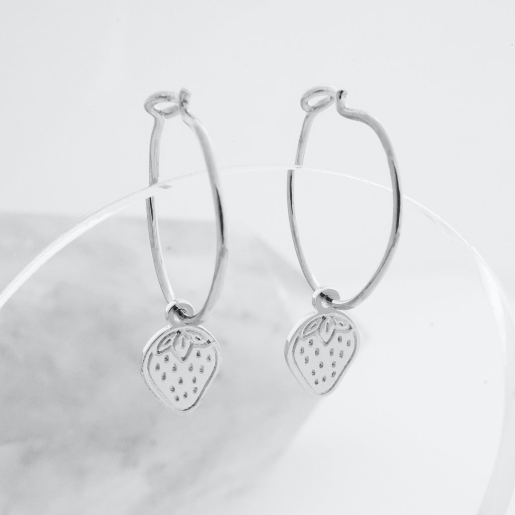 Magic Charm Strawberry Hoops Earrings HONEYCAT Jewelry 