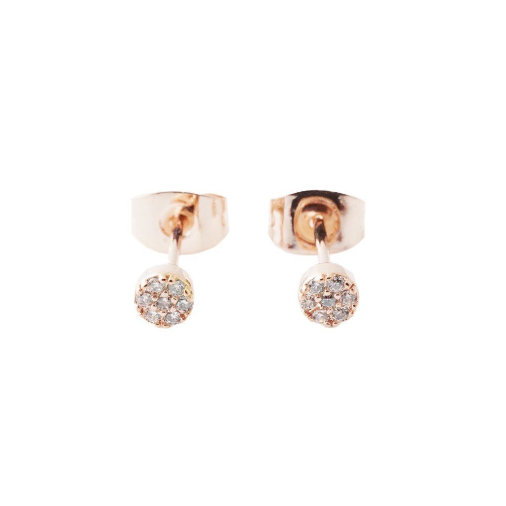 Mini Circle Crystal Stud Earrings Earrings HONEYCAT Jewelry Rose Gold 