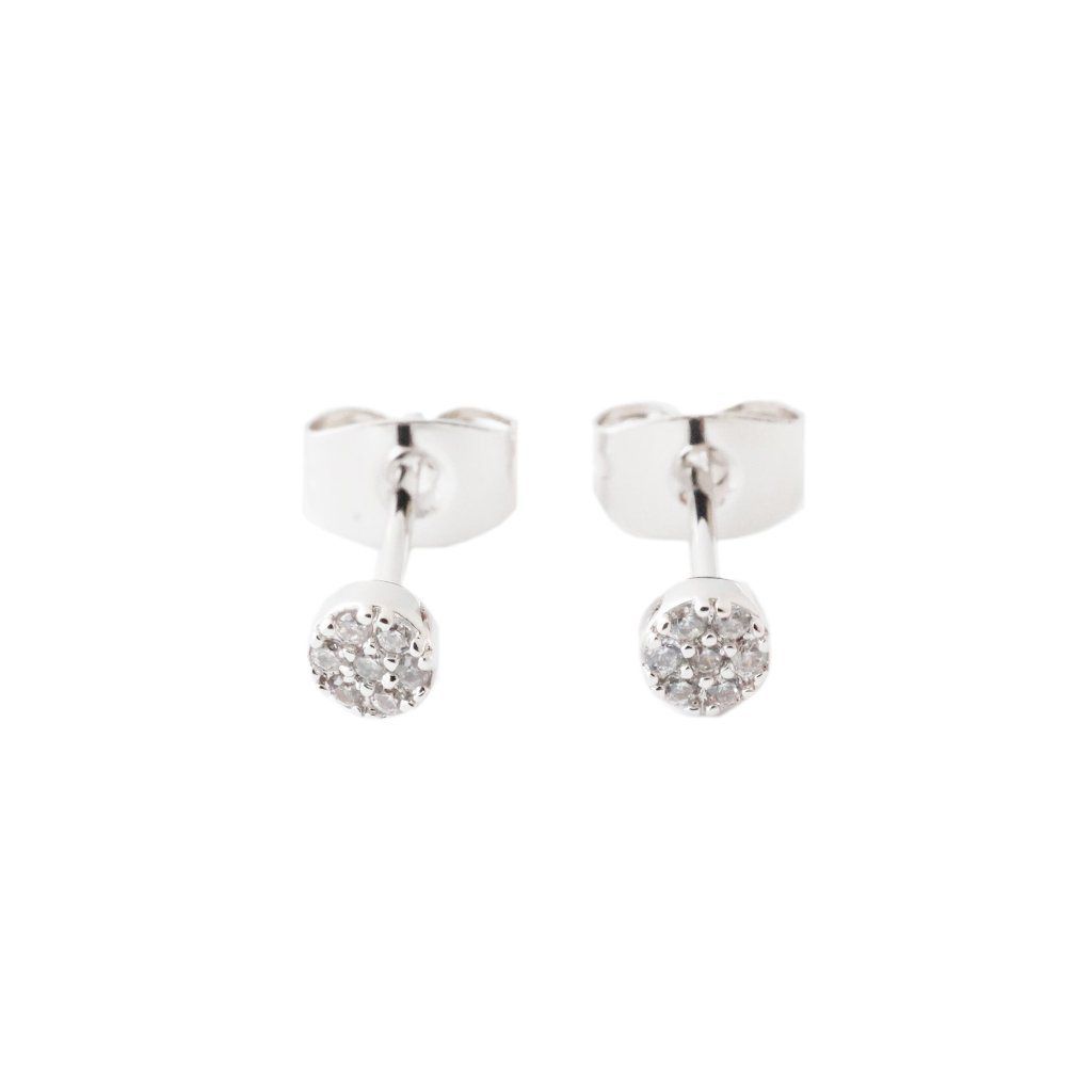 Mini Circle Crystal Stud Earrings Earrings HONEYCAT Jewelry Silver 
