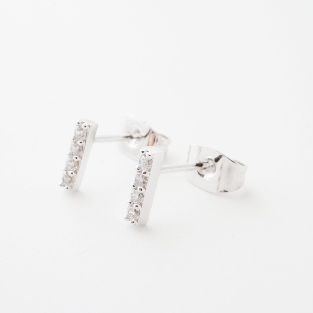 Crystal Drop Bar Earrings Earrings HONEYCAT Jewelry Silver 