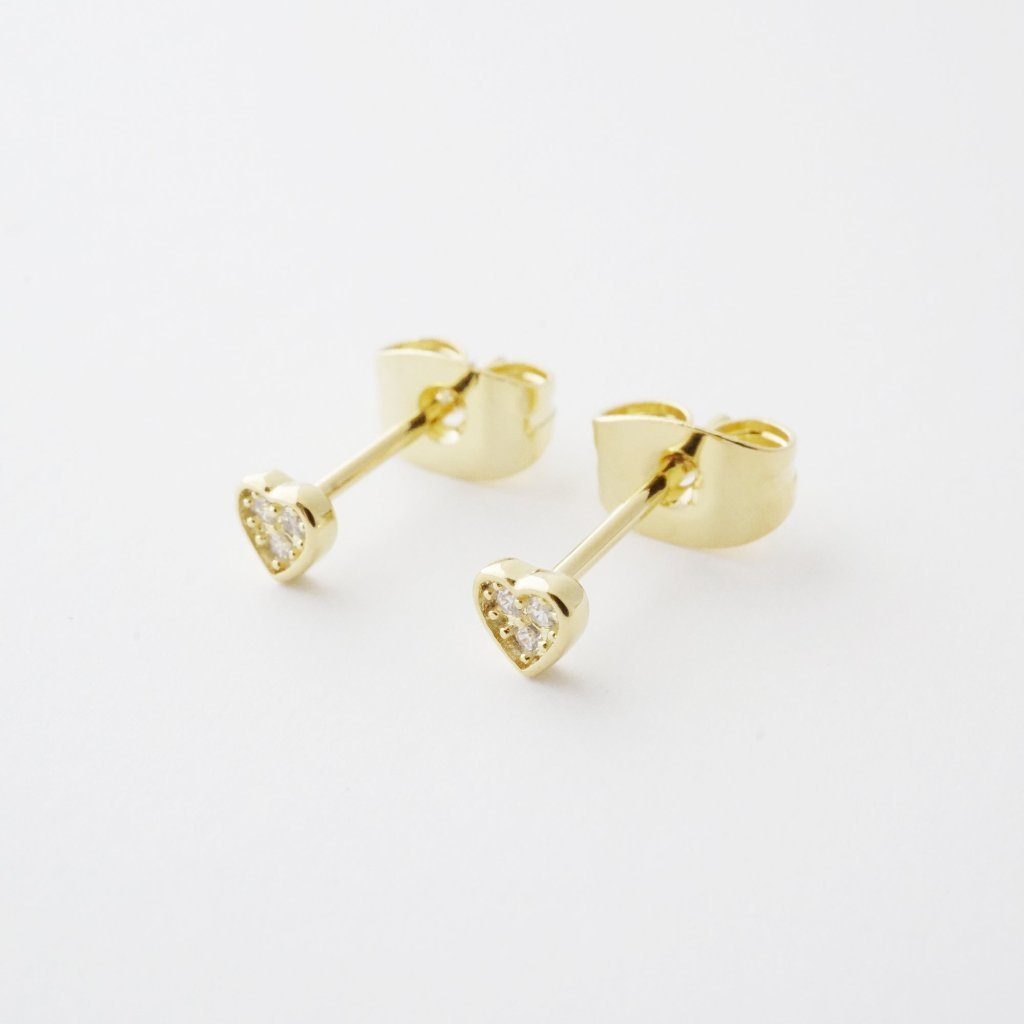 Mini Heart Crystal Stud Earrings Earrings HONEYCAT Jewelry 