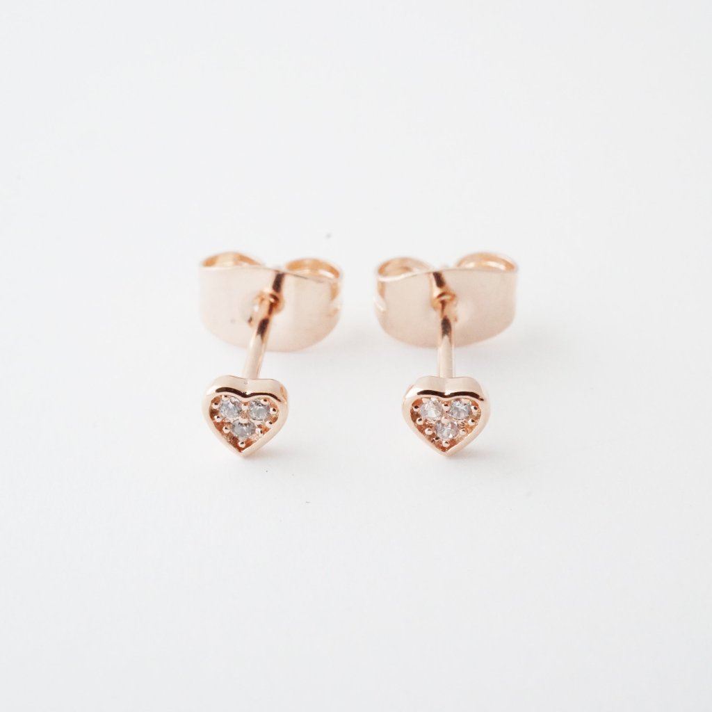 Mini Heart Crystal Stud Earrings Earrings HONEYCAT Jewelry Rose Gold 