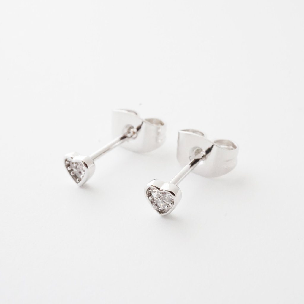 Mini Heart Crystal Stud Earrings Earrings HONEYCAT Jewelry 