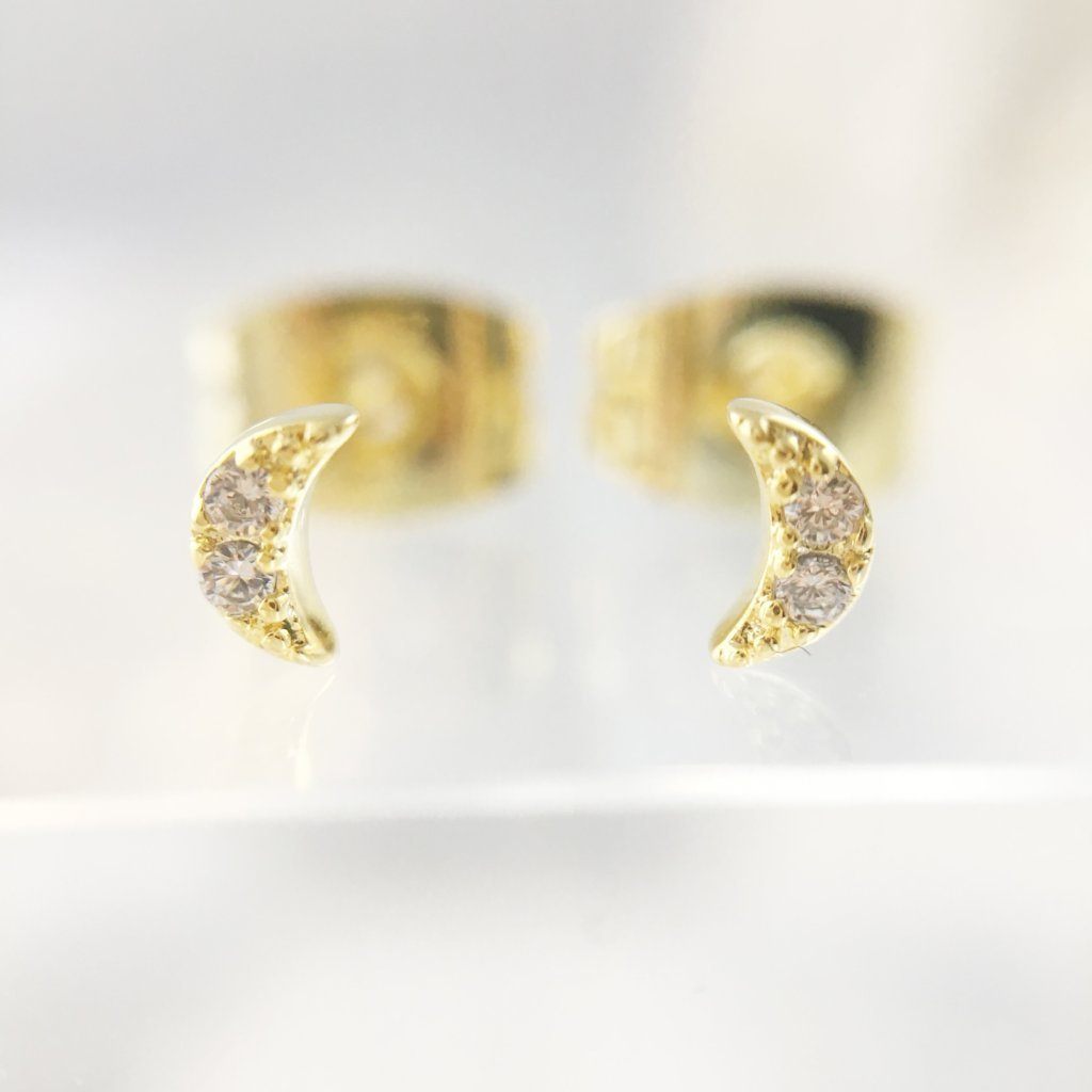 Mini Moon Crystal Stud Earrings Earrings HONEYCAT Jewelry 