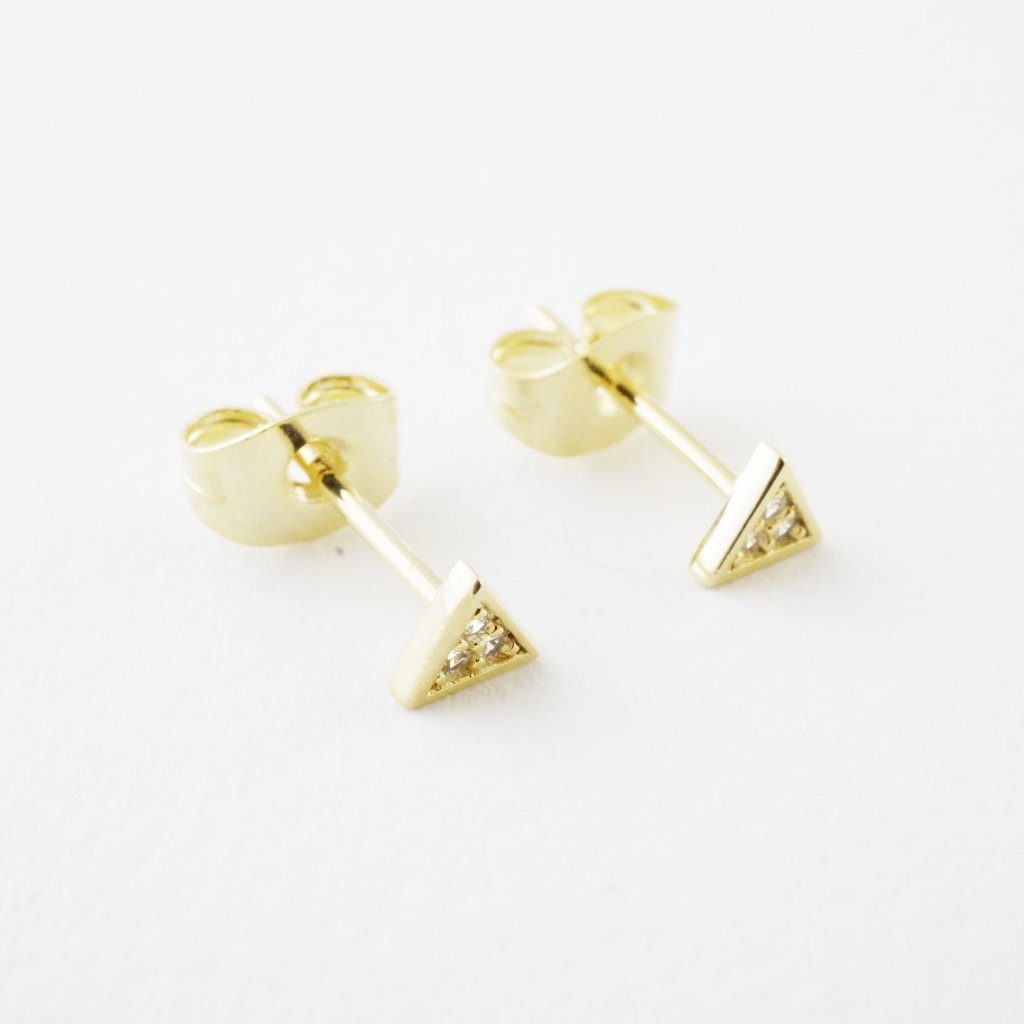 Mini Crystal Triangle Stud Earrings Earrings HONEYCAT Jewelry 
