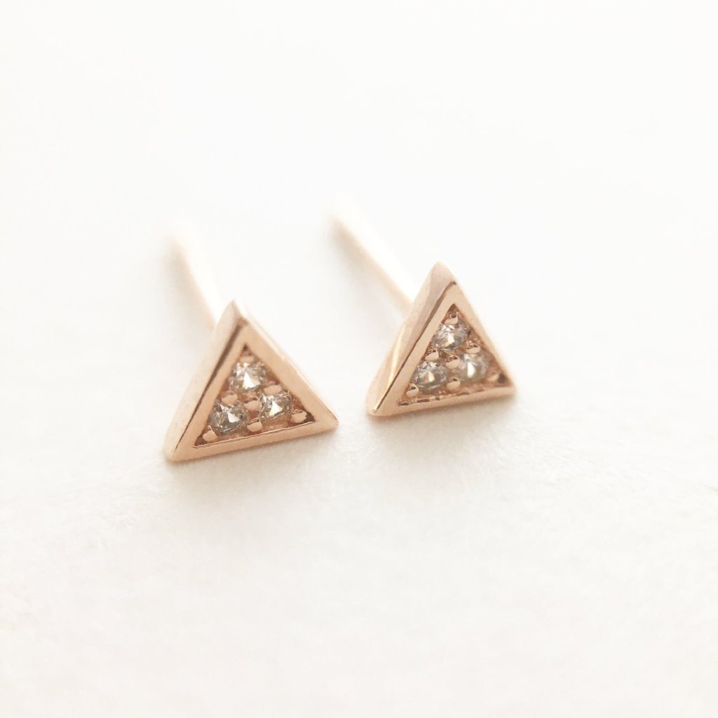 Mini Crystal Triangle Stud Earrings Earrings HONEYCAT Jewelry Rose Gold 