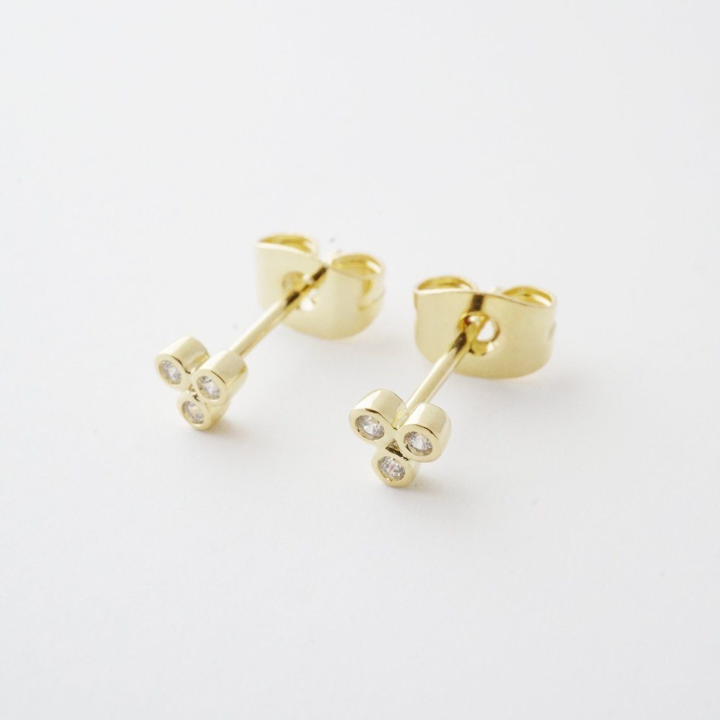 Trinity Crystal Stud Earrings Earrings HONEYCAT Jewelry Gold 