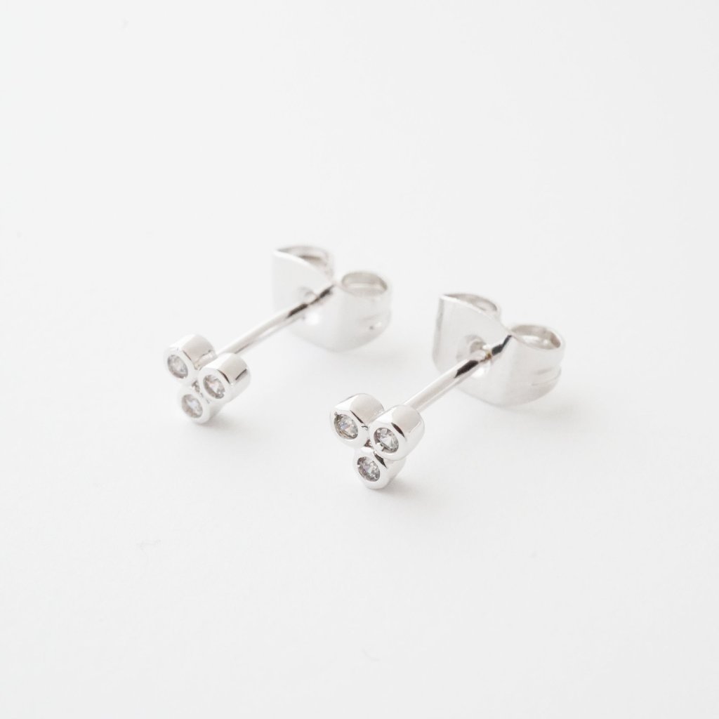 Trinity Crystal Stud Earrings Earrings HONEYCAT Jewelry Silver 