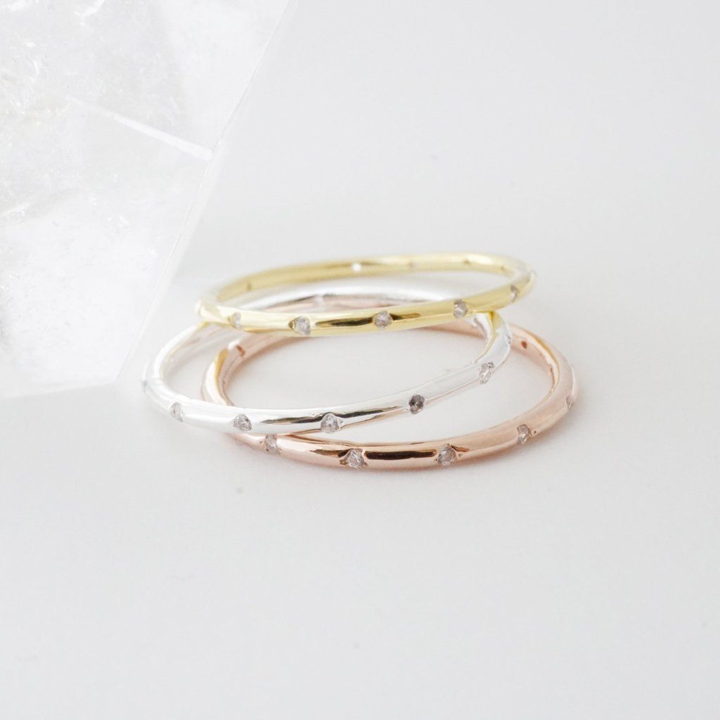 Dotted Crystal Band Rings HONEYCAT Jewelry 