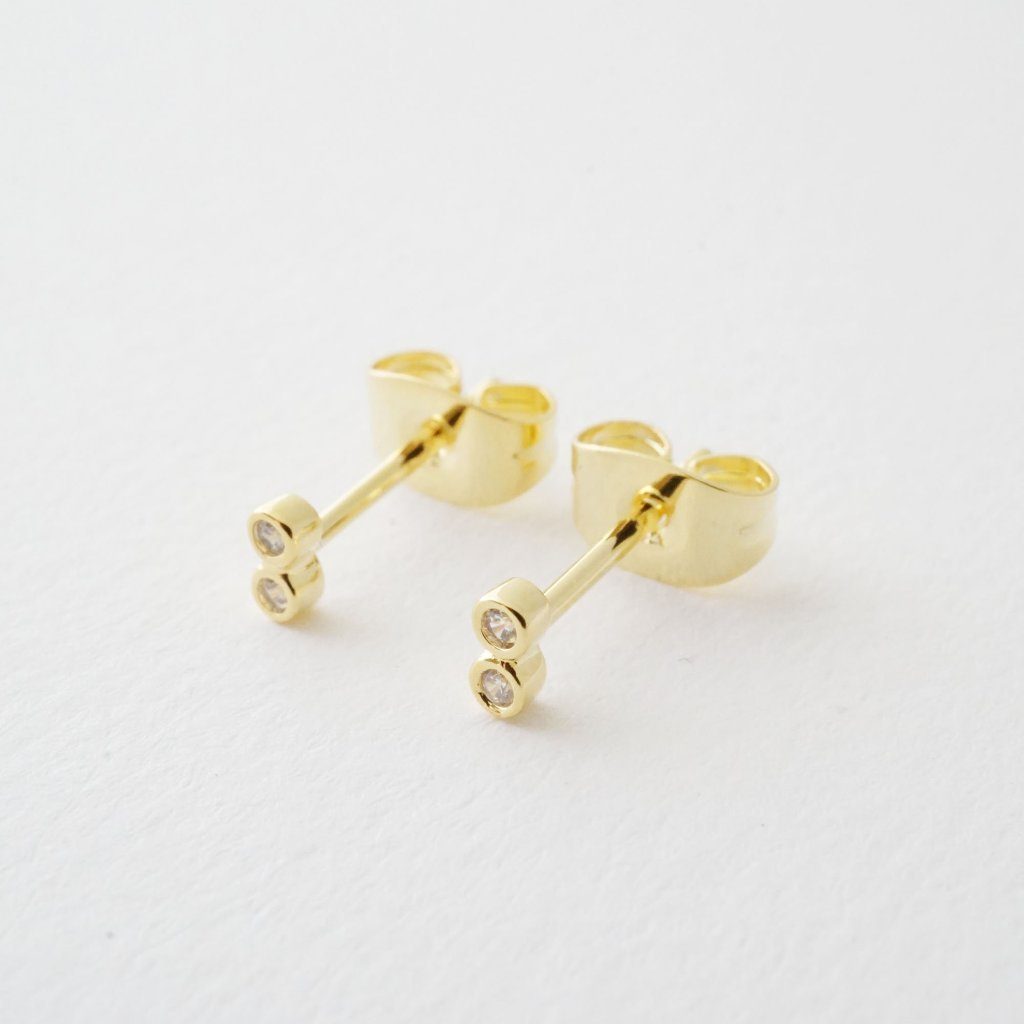 Double Crystal Stud Earrings Earrings HONEYCAT Jewelry 