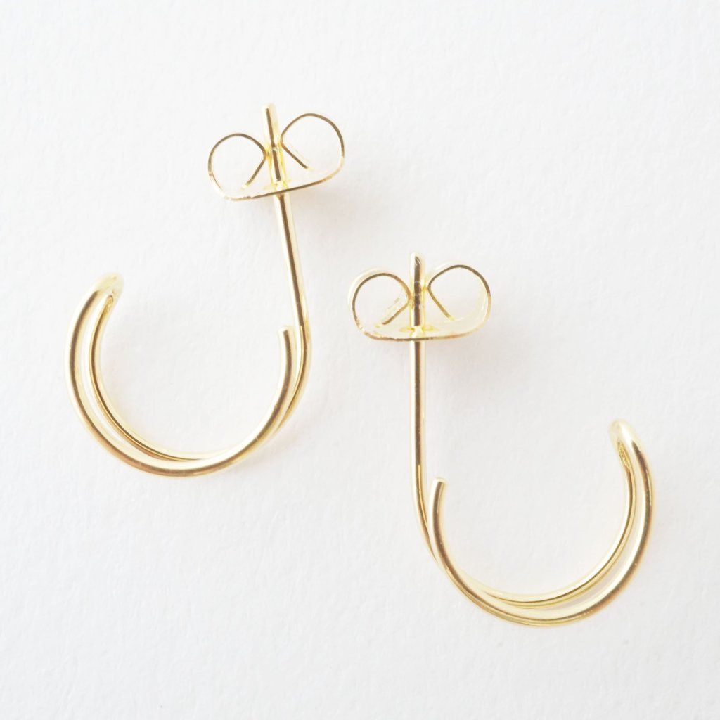 Double Hoop Earrings Earrings HONEYCAT Jewelry Gold 