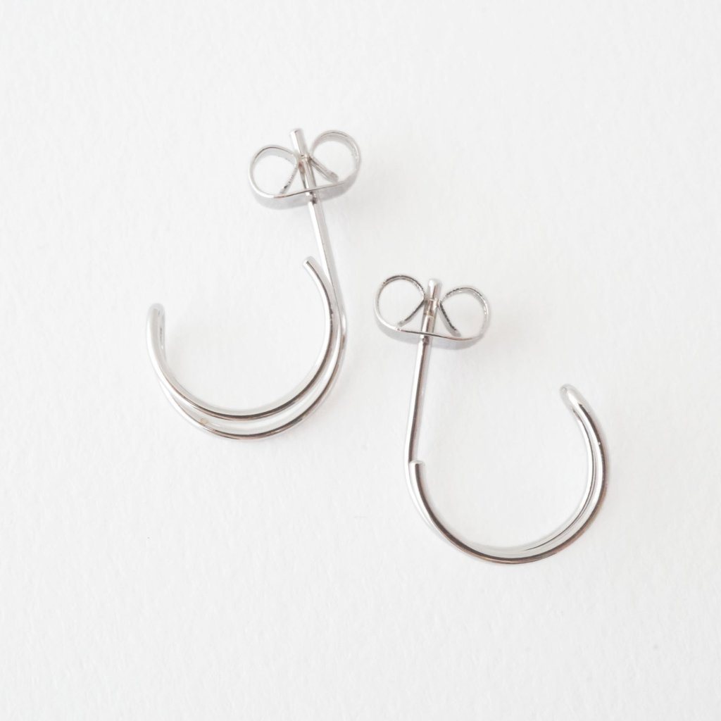 Double Hoop Earrings Earrings HONEYCAT Jewelry Silver 