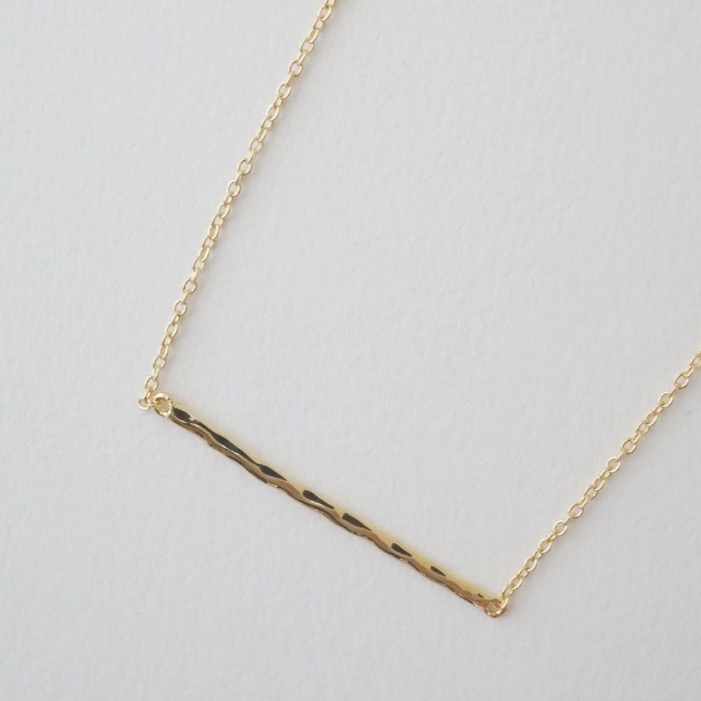 Hammered Classic Bar Necklace Necklaces HONEYCAT Jewelry Gold 