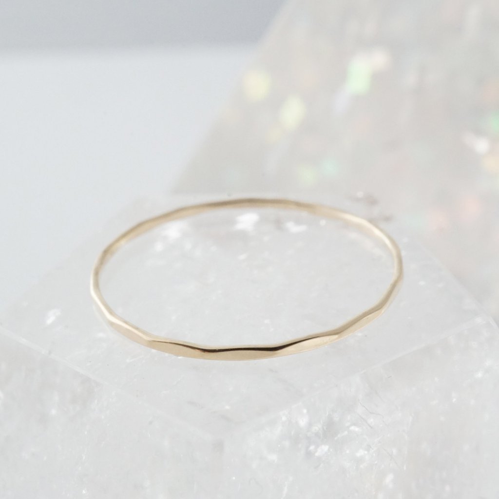 Hammered Skinny Stacking Ring, 14k Gold Rings HONEYCAT Jewelry Rose Gold 6 