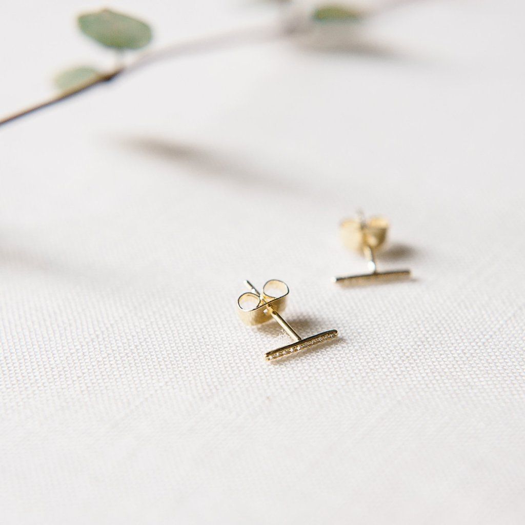Skinny Midi Crystal Bar Earrings Earrings HONEYCAT Jewelry 