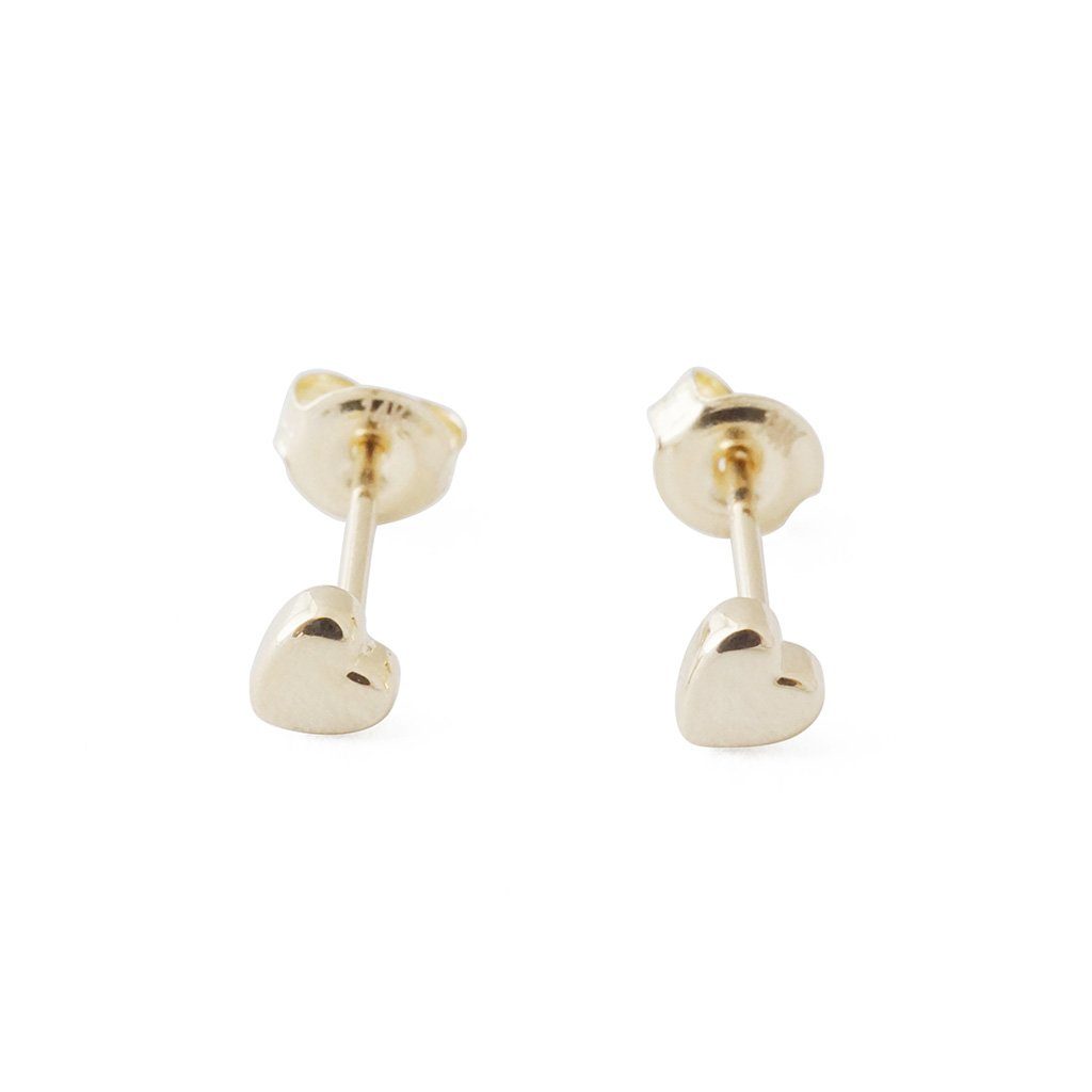 Mini Heart Studs, 14k Gold Earrings HONEYCAT Jewelry Gold 