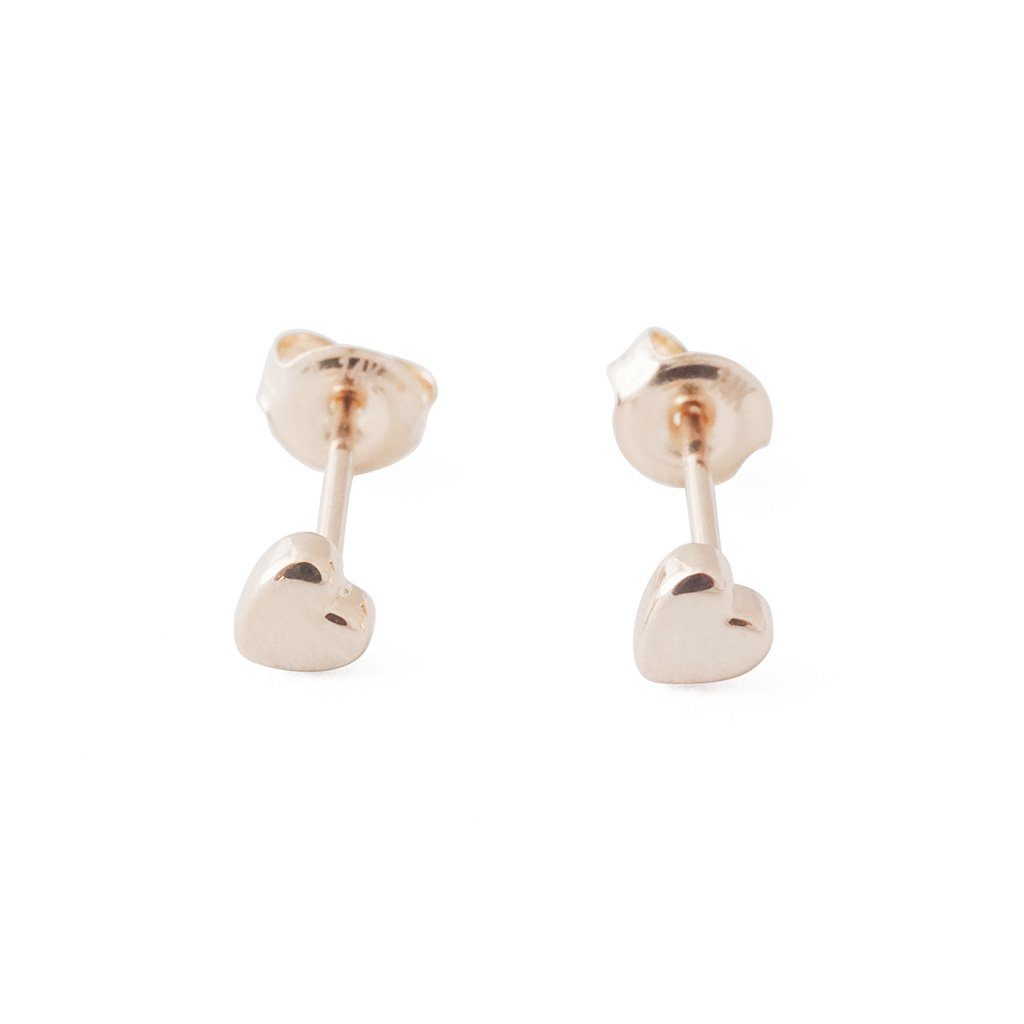 Mini Heart Studs, 14k Gold Earrings HONEYCAT Jewelry Rose Gold 