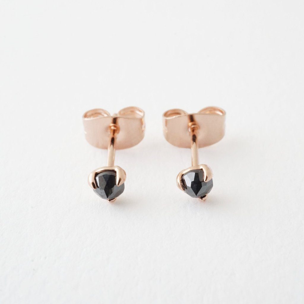 Iron Ore Point Solitaire Studs Earrings HONEYCAT Jewelry Rose Gold 