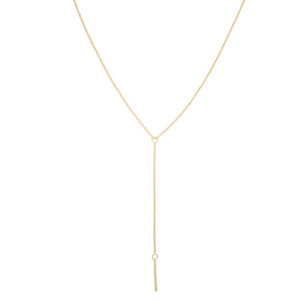 Whisper Thin Lariat Bar Necklace Necklaces HONEYCAT Jewelry Gold 
