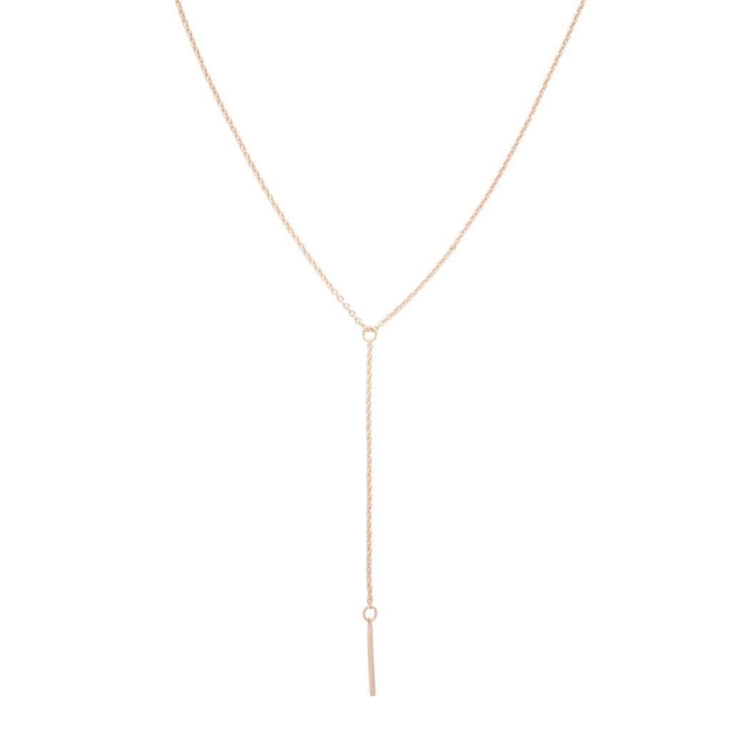 Whisper Thin Lariat Bar Necklace Necklaces HONEYCAT Jewelry Rose Gold 