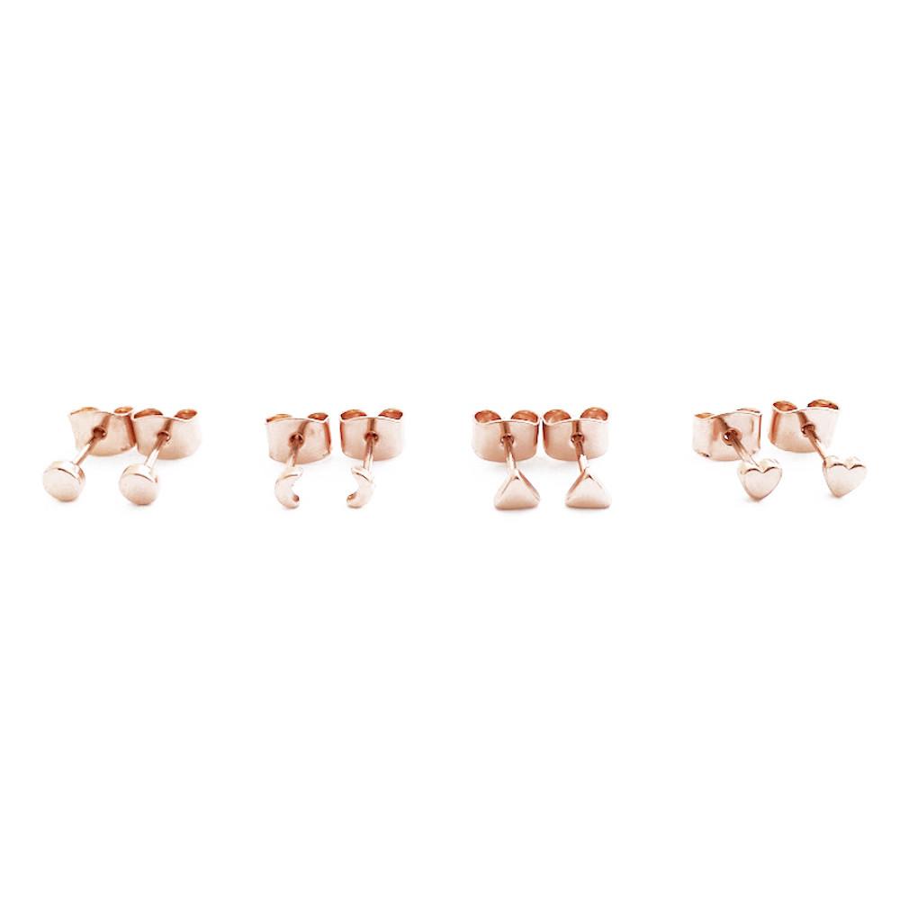 Mini Stud Earrings Quartet Earrings HONEYCAT Jewelry Rose Gold 