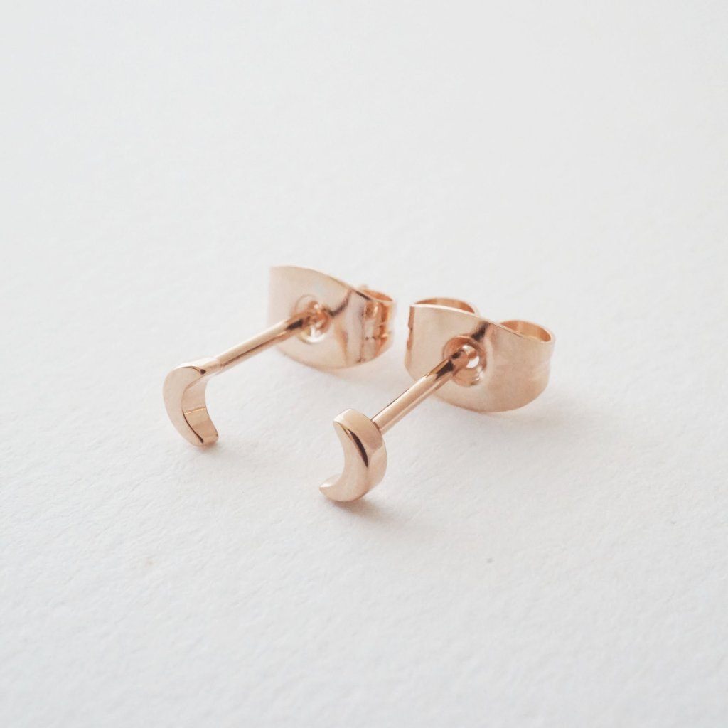 Mini Moon Stud Earrings Earrings HONEYCAT Jewelry 